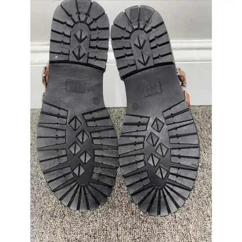 No Boundaries Womens Double Strap Buckle Carmel Brown  Mary Jane Chunky Heel Shoes Sz 8