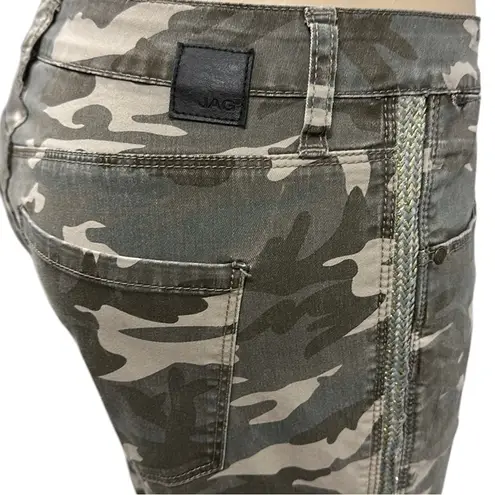Jag jeans Camo Mid Rise Gold Tuxedo Stripe Skinny Crop Pants Cotton Blend Size 6
