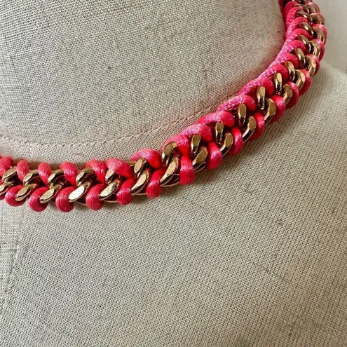 Twisted Pink and gold tone  chain necklace