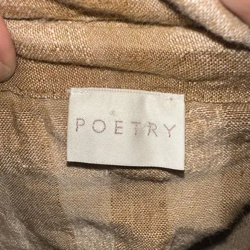 Poetry breezy 16 linen natural tan checked gingham shirt