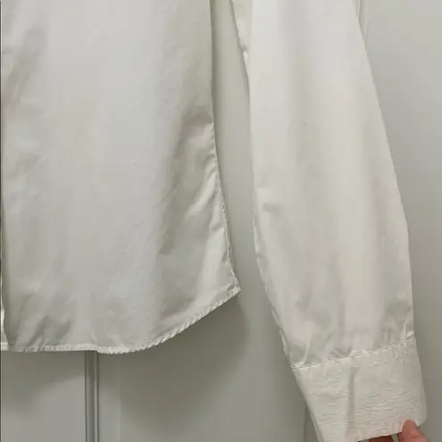 Emporio Armani 100% Cotton White Casual Hidden Button Up Top - Size 8