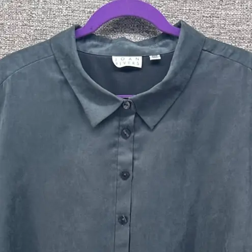 Joan Rivers Womens Button Tunic Blouse Size 28W Faux Suede Oversized Warm Cozy Gray