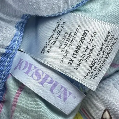 Joyspun Women's Woven Pajama Boxer Shorts, Size 2X Blue