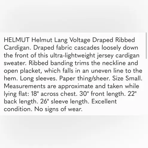 Helmut Lang HELMUT  Voltage Draped Ribbed Cardigan