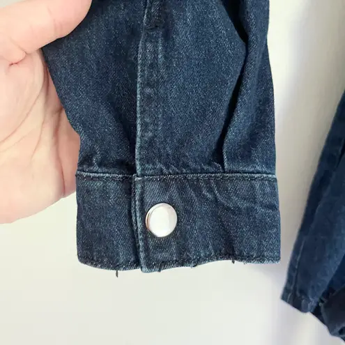 Eloquii Elements Women’s Belted Denim Button Front Shirt Jacket Blue Size 14/16