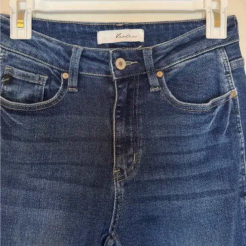 KanCan Brooklyn High Rise Bootcut Jeans Size 7/27 Raw Hem Dark Wash KC5224D Blue