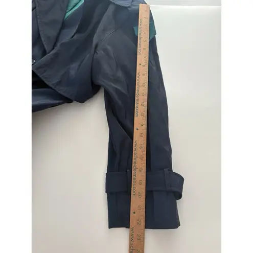 Vintage Forecaster Of Boston Trench Raincoat Size 12 Blue Black Iridescent
