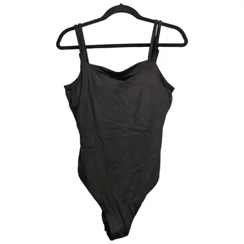ANDIE Rockaway One Piece Black Double Straps Square Neck Swim Bathing Suit S New