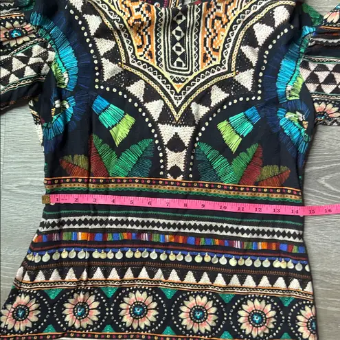 Farm Rio for Anthropologie Carlotta abstract patterned long-sleeve dress XS