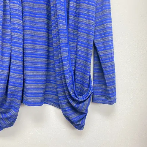 41 Hawthorn Womens Cardigan Top Long Sleeve Open Front Blue Gray Striped size M Size M