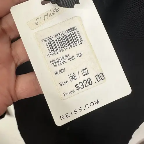 Reiss NWT Calo Mesh Sleeve Stretch Bodycon Black Dress Women's Size 2