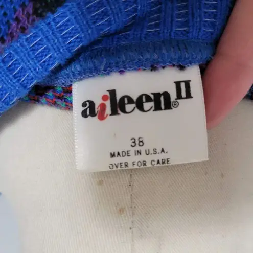 Vintage Aileen 80s blue abstract floral sweater size 38 (small)