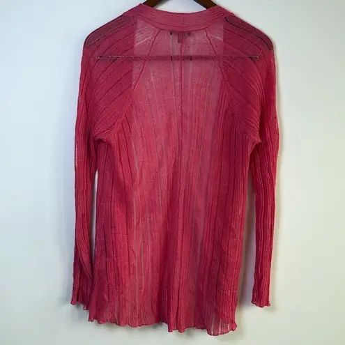 Eileen Fisher  Peony Pink Variegated Linen Silk Angled Cardigan Size Small‎