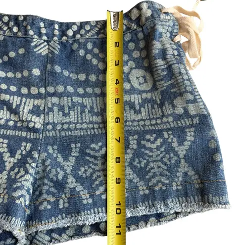 Sea New York Size S Lace Up Jean Shorts Acid Wash Denim Frayed Southwestern Boho Blue