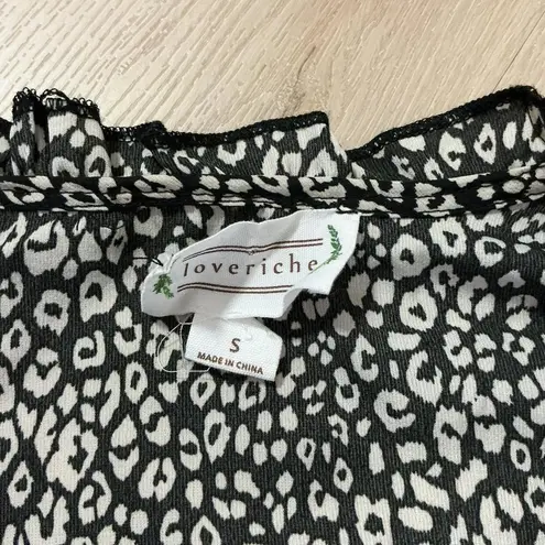 Loveriche Y2K Leopard Print Ruffle V Neck Bell Sleeve Blouse Women's Grunge