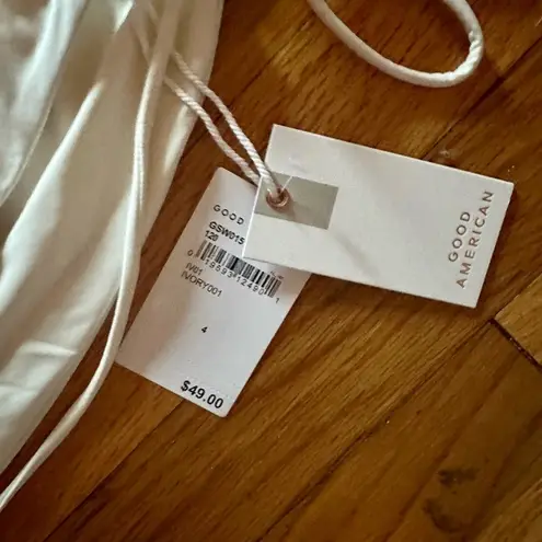 Good American  Tiny Ties Bikini Bottoms, Women’s Size 4 - Ivory