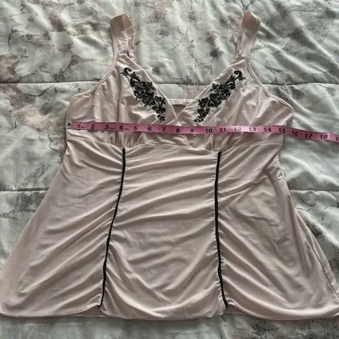 California Dynasty pink embroidered babydoll pajama top, size M boho loungewear Size M