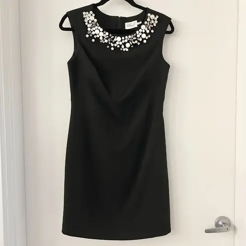 Eliza J . Embellished Crepe Sheath Cocktail Black Dress Size 6