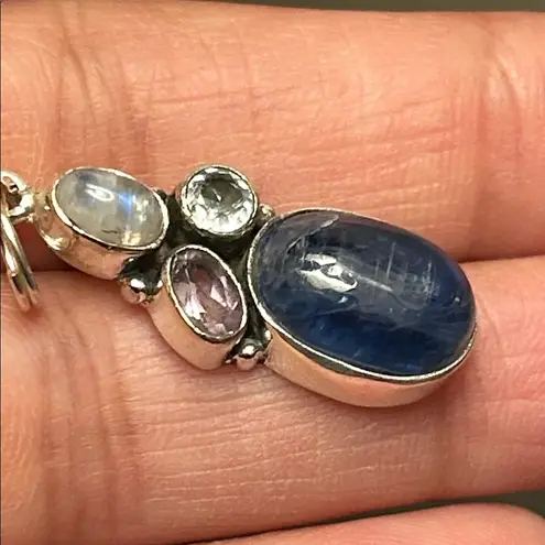 NWT Blue Kyanite + Labradorite + Amethyst + Blue Topaz Silver Pendant *