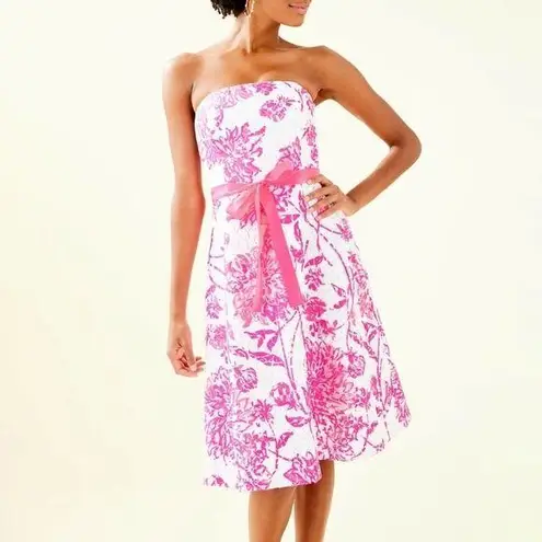 Lilly Pulitzer NWT  Sienna Resort White Caliente Strapless Midi Dress Size 00