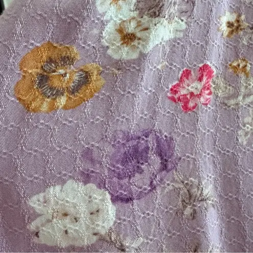 Buffalo David Bitton Feminine Fairy Crinkled Flowy Henley Oversized Soft Girl Pastel Purple Pink XL