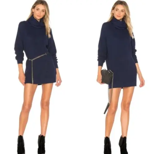 Tularosa REVOLVE  Lenox Navy Turtleneck Cable Knit Long Sleeve Sweater Dress