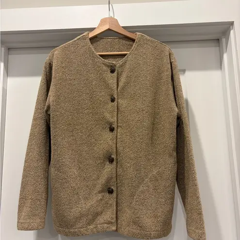 Equestrian Wolf Head Detail’s 90’s School Teacher Tan Knit Cardigan Size Medium