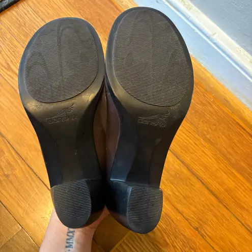 Dansko Block Heel Mary Jane Slip On Platform Brown Leather Womens EUR 39 US 8.5