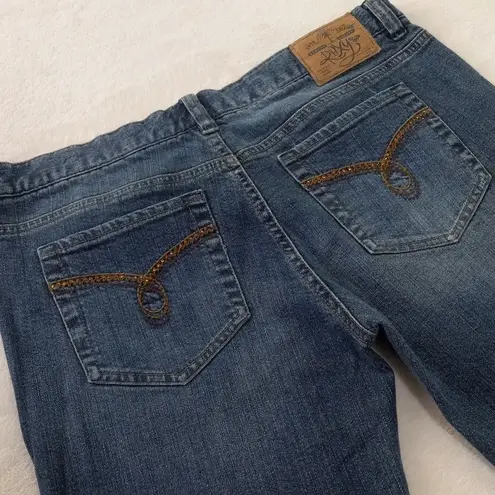 Roxy  Vintage Y2K Flare Leg Blue Jeans with Rhinestone Pockets