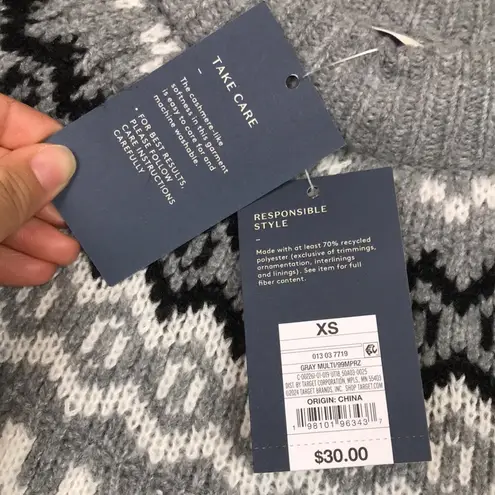 Universal Threads NWT Universal Thread Women’s Nordic Pattern Gray Black White Mock Neck Sweater thumbnail 7