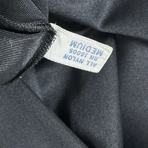 Vintage Charmode Half Slip Medium Black Nylon Wide Lace Appliques Pillow Tab USA