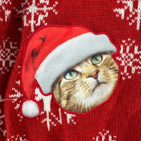 Boutique Ugly Christmas Sweater Funny Cats With Santa Hats Red Winter Holiday XL