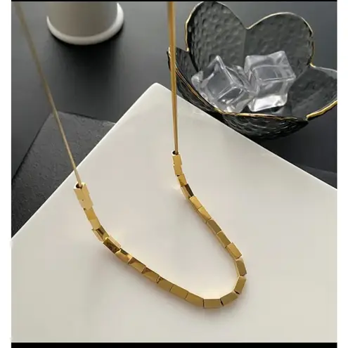 Boutique NEW Women's Solid 18k Gold Plated Square Bead Snake Chain Necklace 16-18"‎