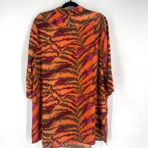 Catherines Abstract Zebra Animal Print Tunic Top XL Boho Purple Orange Blouse