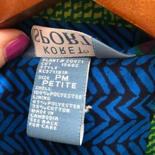 Vintage Koret color block bright zip up jacket Blue Size M