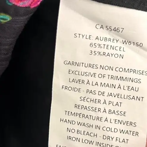 Melissa Nepton micro floral pink rose peasant Aubrey feminine Cottagecore top L Black Size L