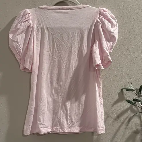 ALC Frank A.L.C. Pale Pink Rumi Tee Scoop Neck Puffed Sleeve Slim Fit Cotton Size XS