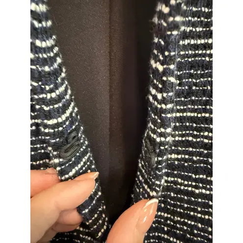 Karl Lagerfeld  Paris Black White Tweed‎ Open Front Blazer Jacket Large Elegant