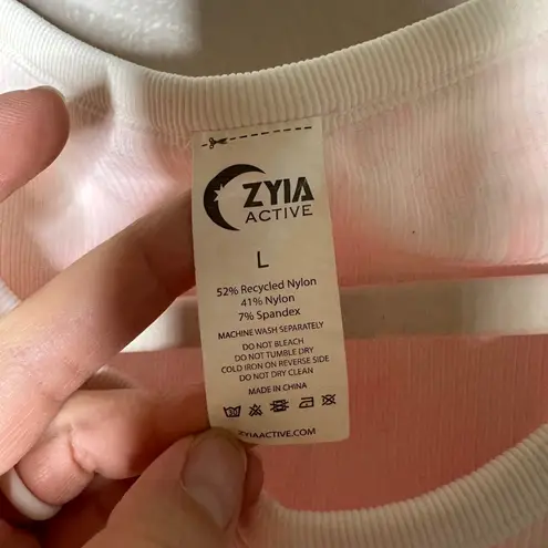 Zyia Active White Hendrix Crop Tank Top Size Large Tie