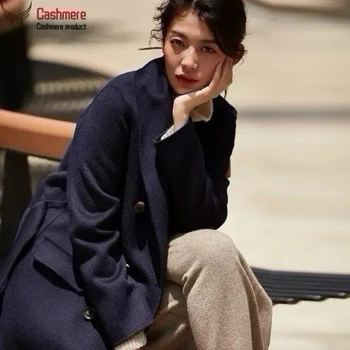 Fleurette Women’s Reese Midnight Double Breasted Wool Peacoat Size 0 Blue