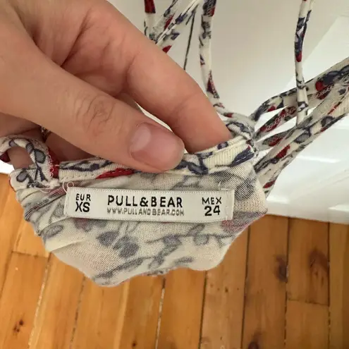 Pull&Bear • Red, White & Blue Floral Sun Dress • Size XS Red