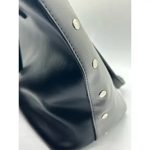 WestBronco Vegan leather Bag Grey Black Shoulder Tote Stud