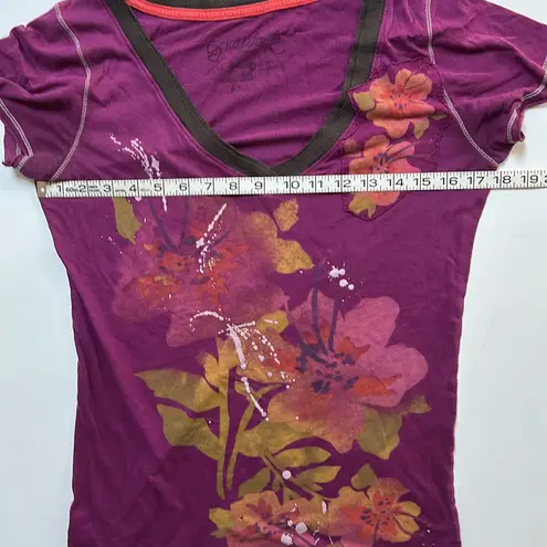Scrapbook short sleeve V neck artsy floral t shirt Size Small Pink