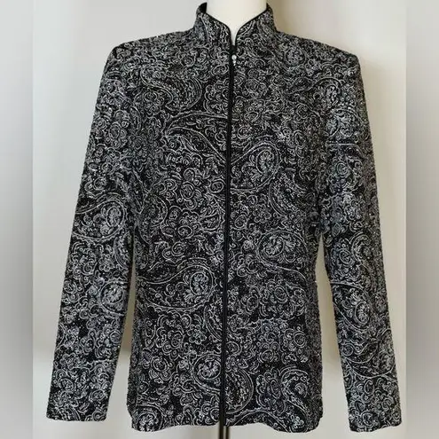 Alex Evenings | Black Embellished Zip Front Formal Jacket Women’s Size Medium