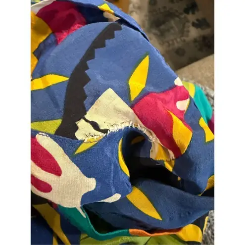 Sunny Leigh  100% silk vintage vibrant floral collared blouse medium