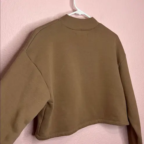 Oak +Fort Oversized Tan Cropped Minimalist Sweatshirt. Size S