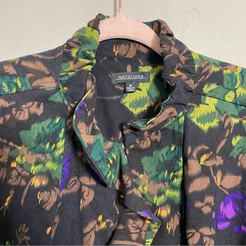 Notations  floral ruffle zip up jacket size medium