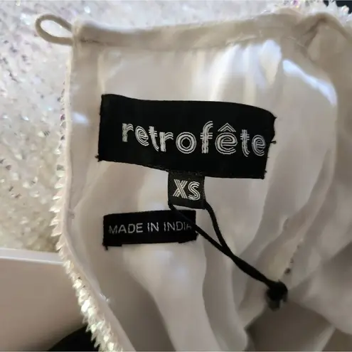 Retrofete Tilly Belted Sequin Chiffon Maxi Dress White Size XS NWT Sleeveless