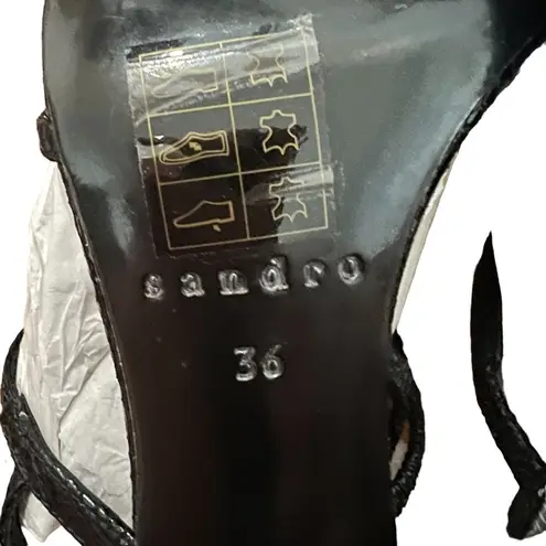 Sandro NIB NEW Faye Argent Snakeskin Embossed Leather Strappy Sandals