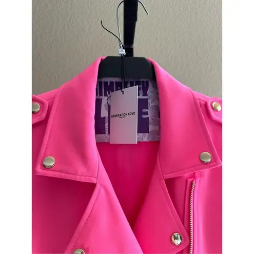 Generation Love Colleen Crepe Moto Jacket Ultra Pink Size M